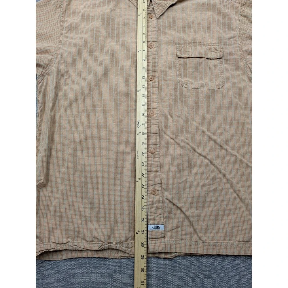 The North Face Shirt Mens 2XL Beige Check Short Sleeve Button Up Hiking Outdoor